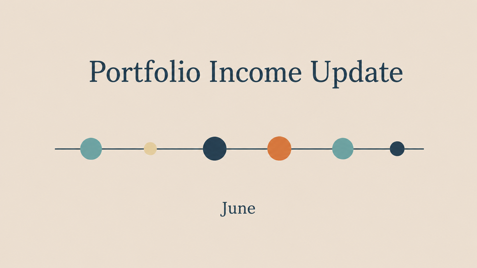 Portfolio Income Update for June 2026 featuring a minimalist graphic representing diversified portfolio income across private real estate, private credit, ETFs, and structured income notes.
